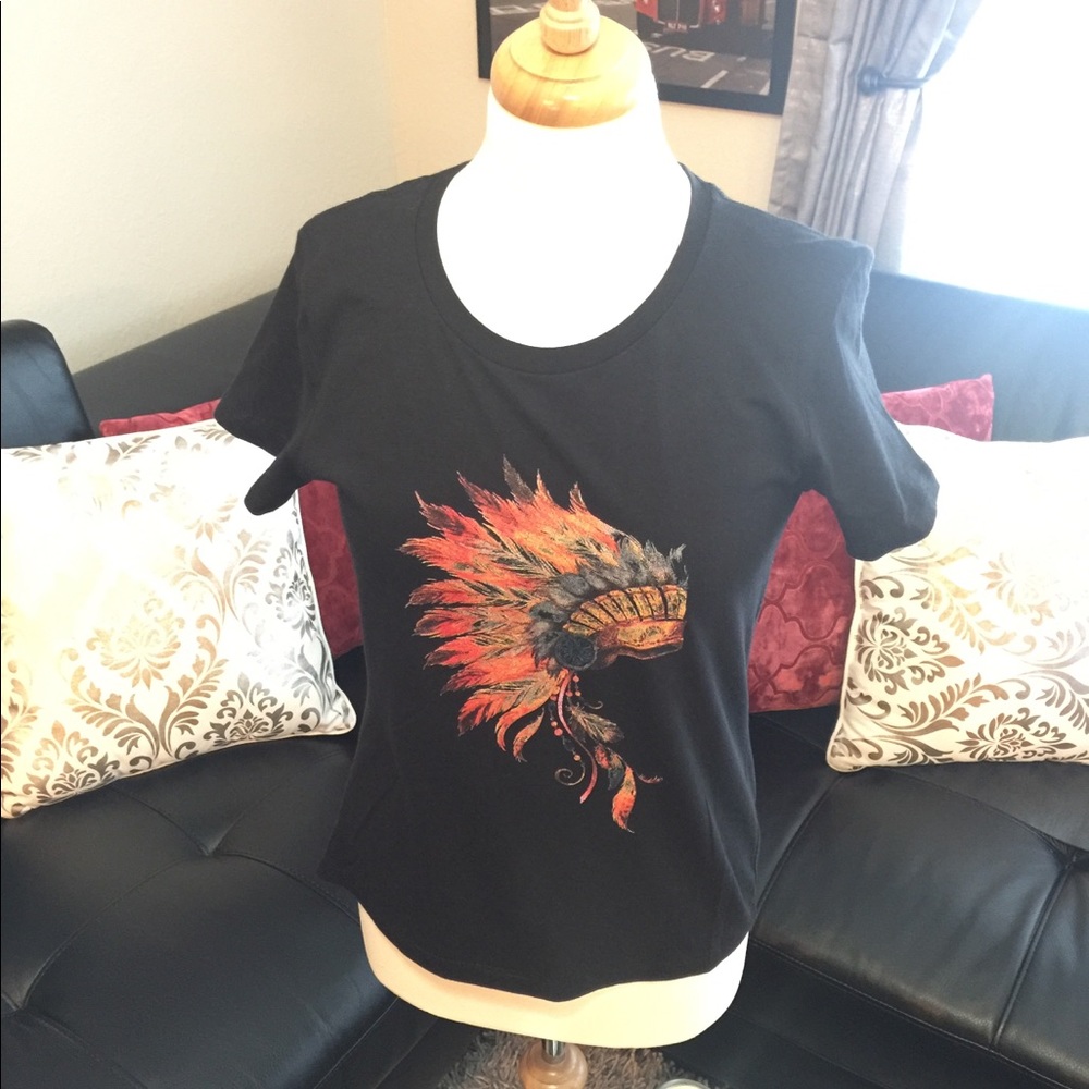 New Black Native American Boho Tshirt Size Small